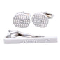 Rhinestone Cufflinks & Tie Bar Set with Silver Setting in a Box by Vittorio Vico (CR - 046) for Independent Retail Stores by Dubal Brothers