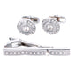 Rhinestone Cufflinks & Tie Bar Set with Silver Setting in a Box by Vittorio Vico (CR - 083 - S) for Independent Retail Stores by Dubal Brothers