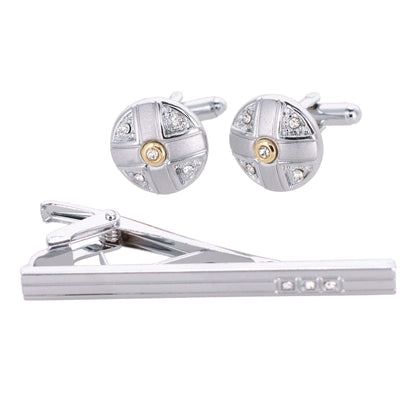 Rhinestone Cufflinks & Tie Bar Set with Silver Setting in a Box by Vittorio Vico (CR - 089) for Independent Retail Stores by Dubal Brothers