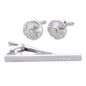 Rhinestone Cufflinks & Tie Bar Set with Silver Setting in a Box by Vittorio Vico (CR - 089) for Independent Retail Stores by Dubal Brothers