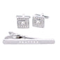Rhinestone Cufflinks & Tie Bar Set with Silver Setting in a Box by Vittorio Vico (CR - 092) for Independent Retail Stores by Dubal Brothers
