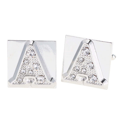 Rhinestone Initial Cufflinks in a Gift Box (A to Z) by Vittorio Vico (ini2044 - AS) for Independent Retail Stores by Dubal Brothers