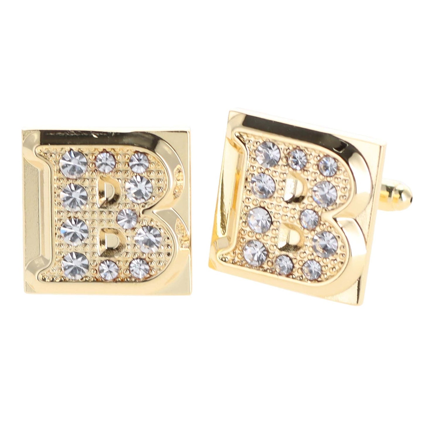 Rhinestone Initial Cufflinks in a Gift Box (A to Z) by Vittorio Vico (ini2044 - BG) for Independent Retail Stores by Dubal Brothers