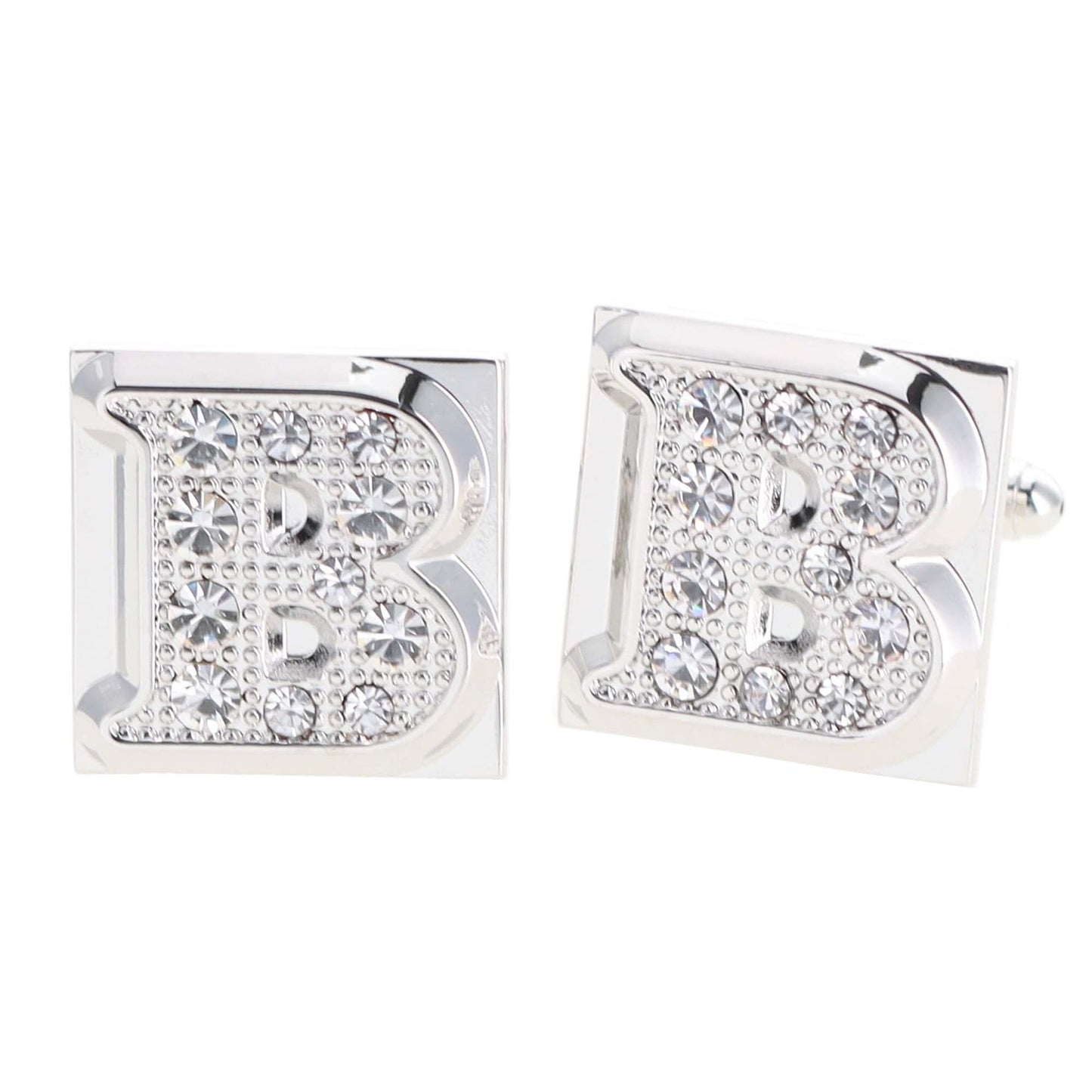 Rhinestone Initial Cufflinks in a Gift Box (A to Z) by Vittorio Vico (ini2044 - BS) for Independent Retail Stores by Dubal Brothers