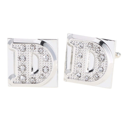 Rhinestone Initial Cufflinks in a Gift Box (A to Z) by Vittorio Vico (ini2044 - CG) for Independent Retail Stores by Dubal Brothers