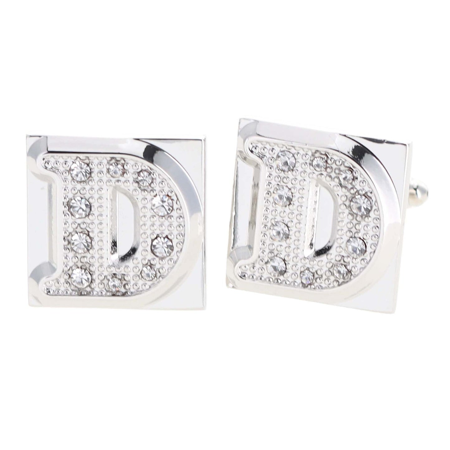 Rhinestone Initial Cufflinks in a Gift Box (A to Z) by Vittorio Vico (ini2044 - DS) for Independent Retail Stores by Dubal Brothers