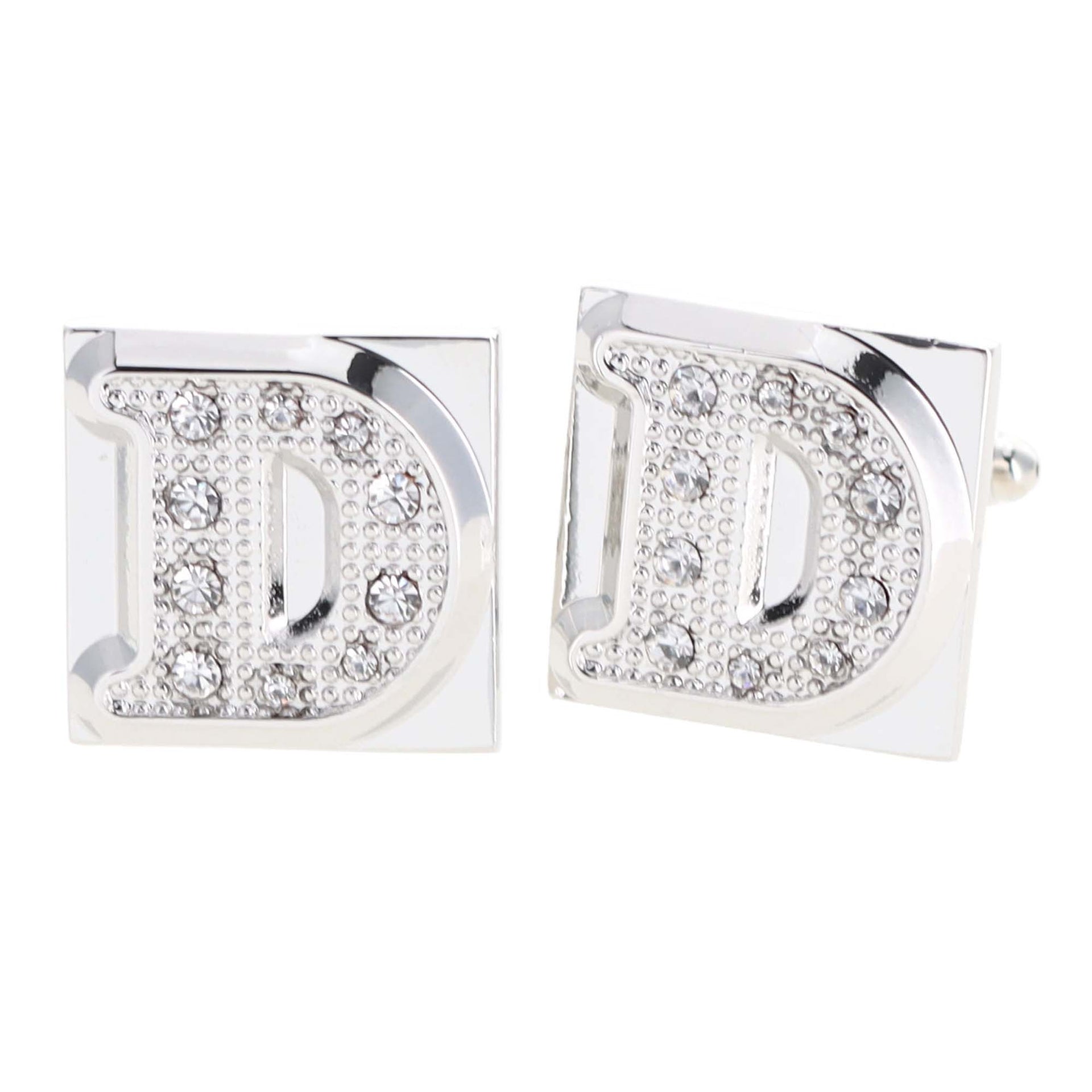 Rhinestone Initial Cufflinks in a Gift Box (A to Z) by Vittorio Vico (ini2044 - DS) for Independent Retail Stores by Dubal Brothers