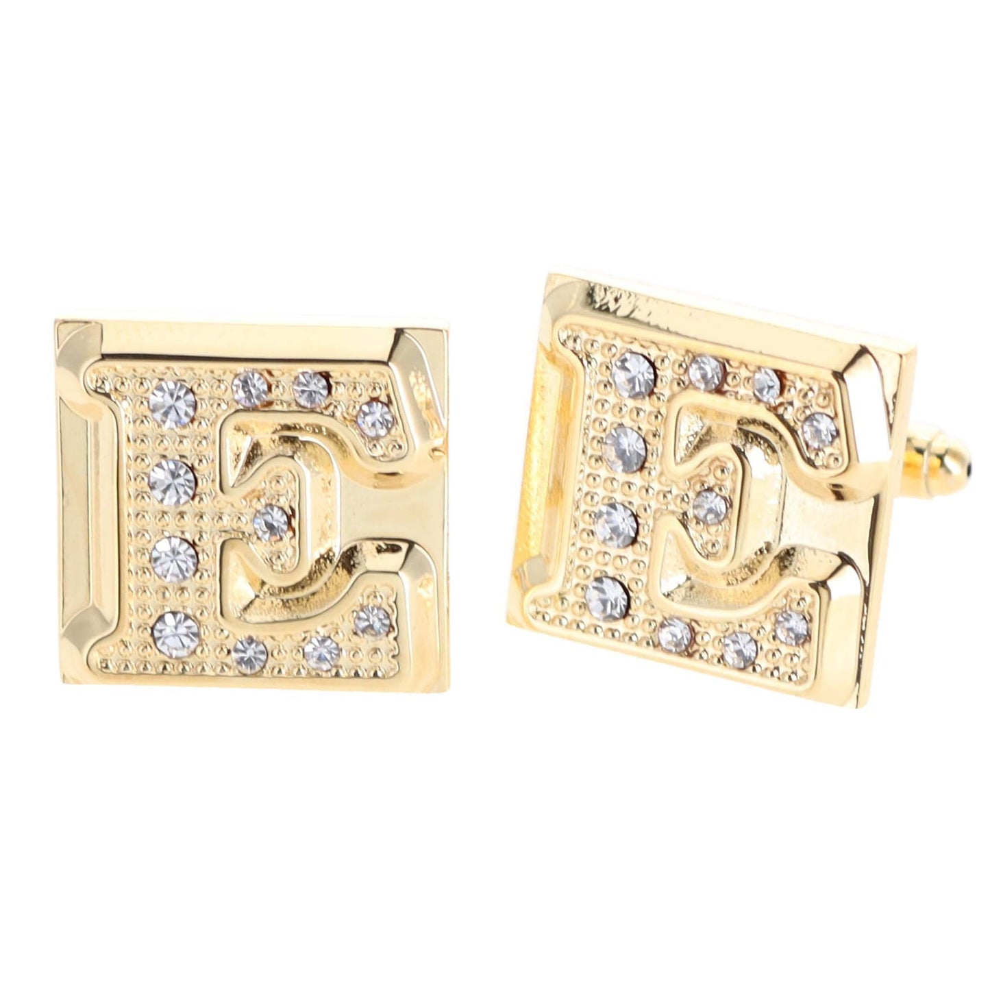 Rhinestone Initial Cufflinks in a Gift Box (A to Z) by Vittorio Vico (ini2044 - EG) for Independent Retail Stores by Dubal Brothers