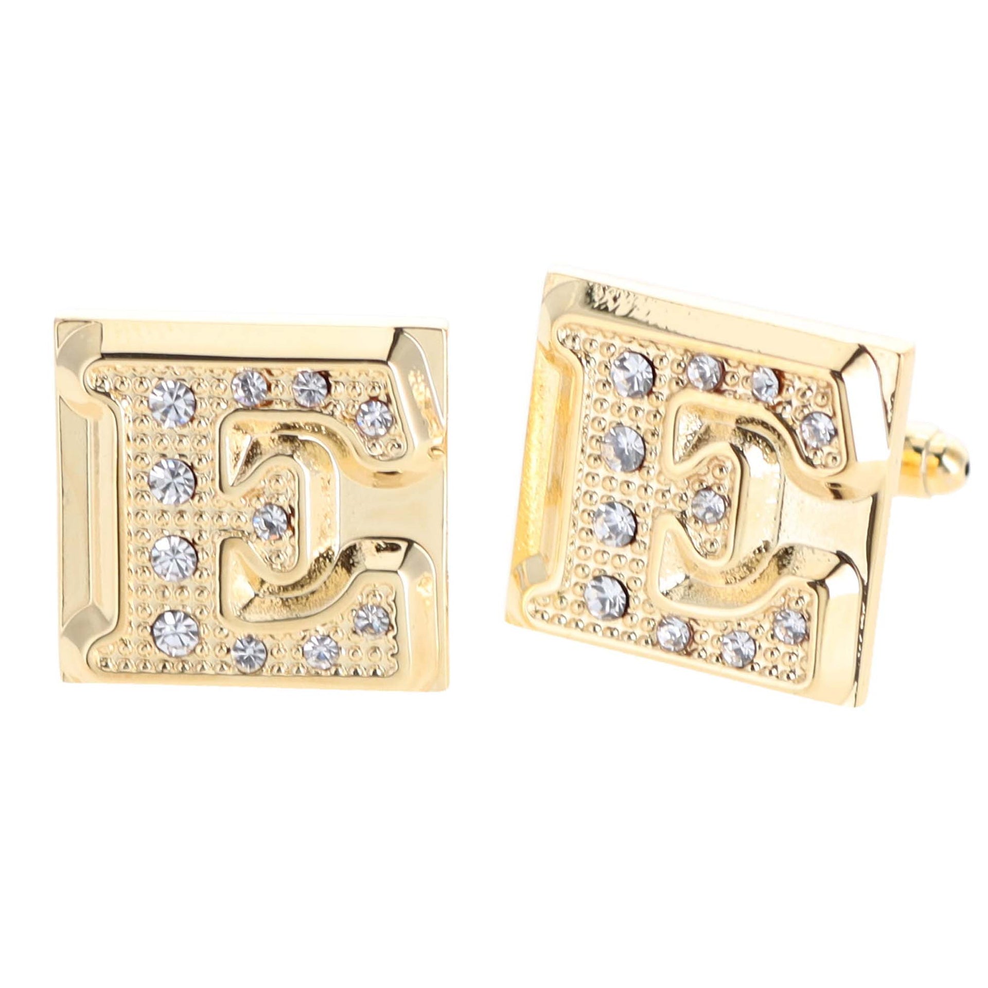 Rhinestone Initial Cufflinks in a Gift Box (A to Z) by Vittorio Vico (ini2044 - EG) for Independent Retail Stores by Dubal Brothers