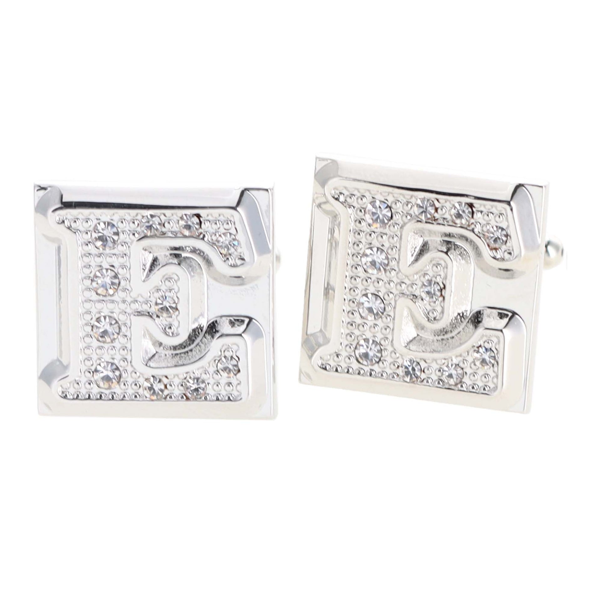 Rhinestone Initial Cufflinks in a Gift Box (A to Z) by Vittorio Vico (ini2044 - ES) for Independent Retail Stores by Dubal Brothers