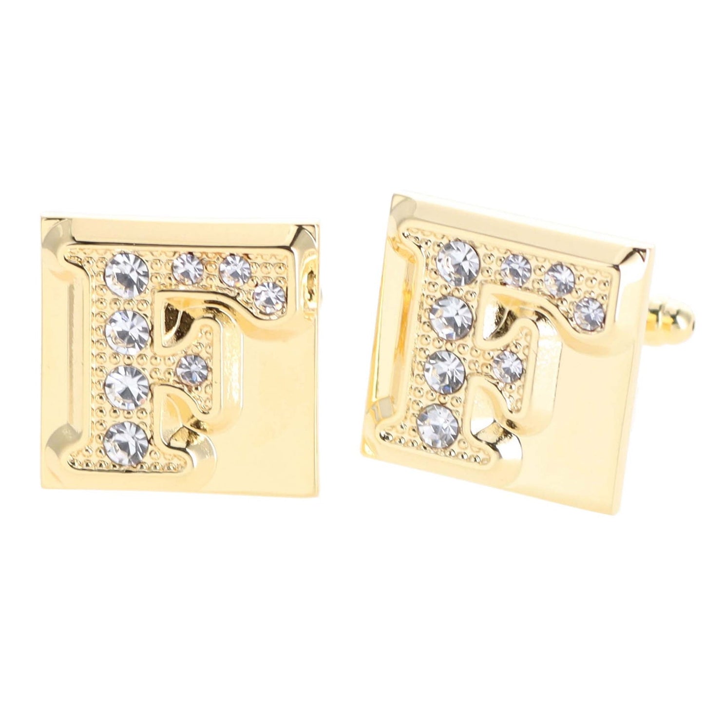 Rhinestone Initial Cufflinks in a Gift Box (A to Z) by Vittorio Vico (ini2044 - FG) for Independent Retail Stores by Dubal Brothers