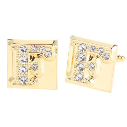 Rhinestone Initial Cufflinks in a Gift Box (A to Z) by Vittorio Vico (ini2044 - FG) for Independent Retail Stores by Dubal Brothers
