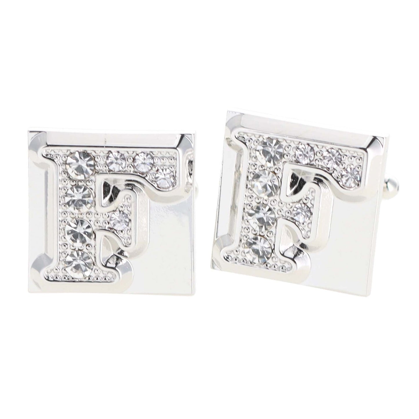 Rhinestone Initial Cufflinks in a Gift Box (A to Z) by Vittorio Vico (ini2044 - FS) for Independent Retail Stores by Dubal Brothers