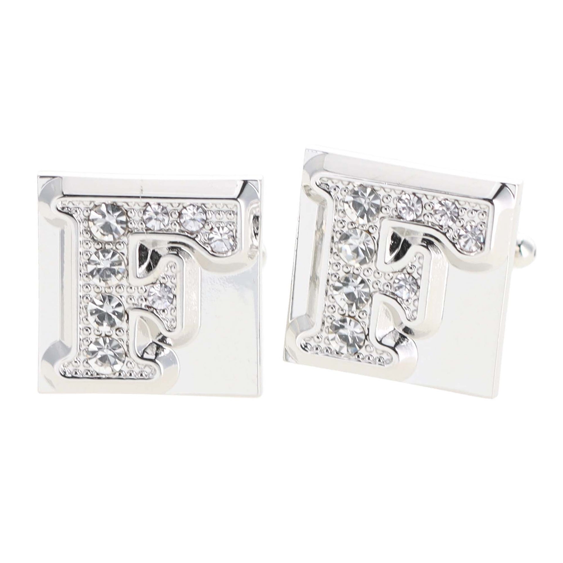 Rhinestone Initial Cufflinks in a Gift Box (A to Z) by Vittorio Vico (ini2044 - FS) for Independent Retail Stores by Dubal Brothers