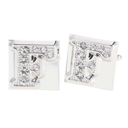 Rhinestone Initial Cufflinks in a Gift Box (A to Z) by Vittorio Vico (ini2044 - FS) for Independent Retail Stores by Dubal Brothers