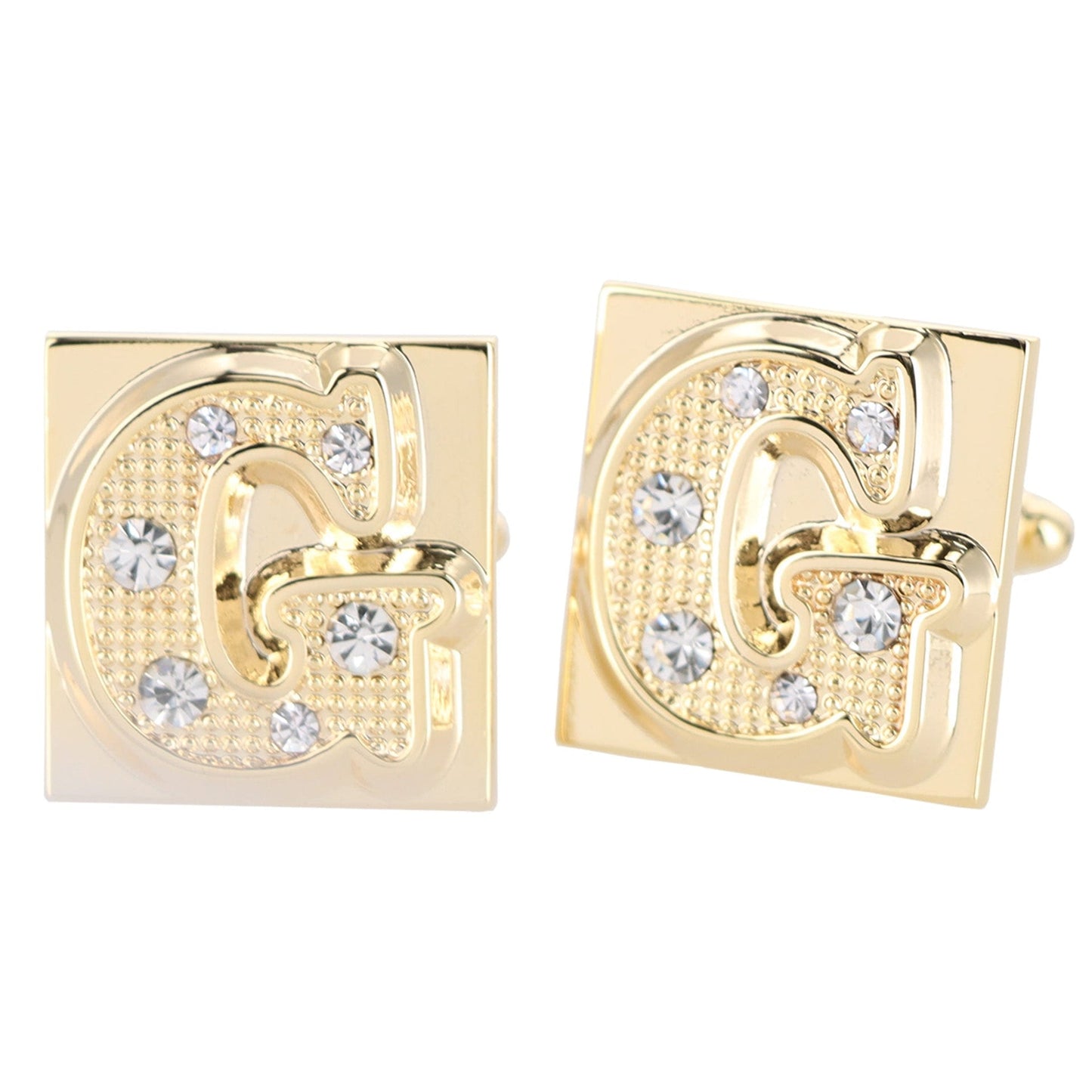 Rhinestone Initial Cufflinks in a Gift Box (A to Z) by Vittorio Vico (ini2044 - GG) for Independent Retail Stores by Dubal Brothers