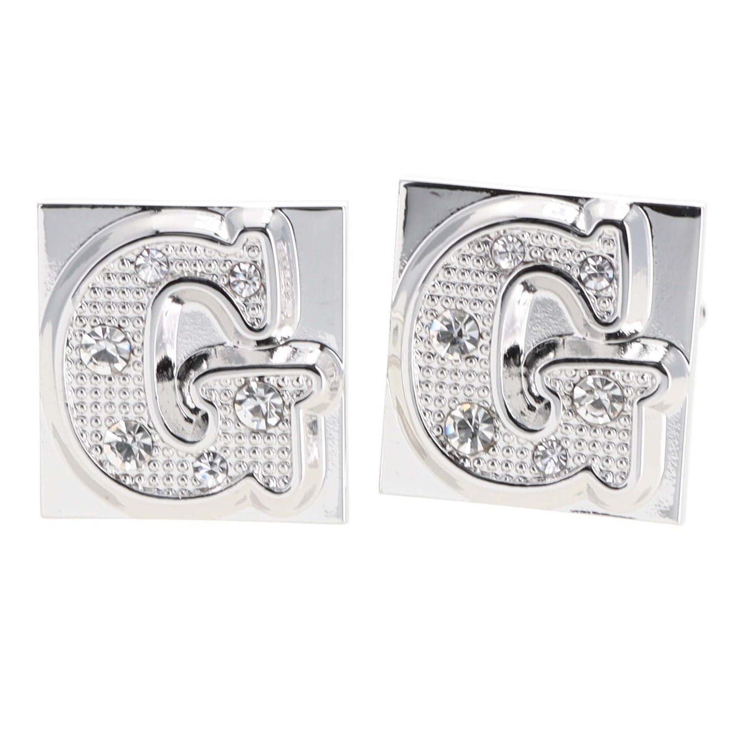 Rhinestone Initial Cufflinks in a Gift Box (A to Z) by Vittorio Vico (ini2044 - GS) for Independent Retail Stores by Dubal Brothers