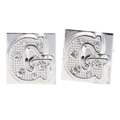 Rhinestone Initial Cufflinks in a Gift Box (A to Z) by Vittorio Vico (ini2044 - GS) for Independent Retail Stores by Dubal Brothers