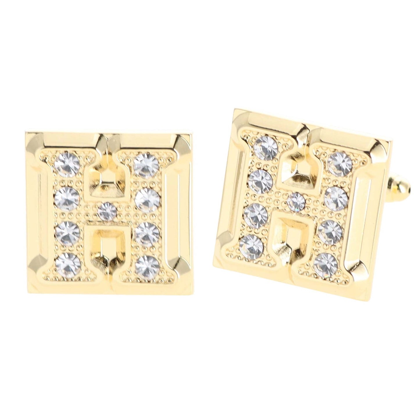 Rhinestone Initial Cufflinks in a Gift Box (A to Z) by Vittorio Vico (ini2044 - HG) for Independent Retail Stores by Dubal Brothers