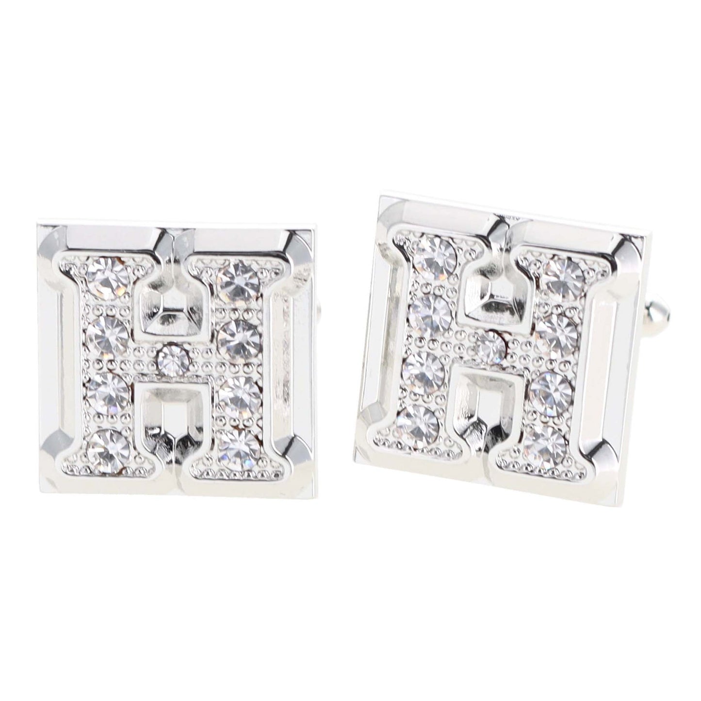 Rhinestone Initial Cufflinks in a Gift Box (A to Z) by Vittorio Vico (ini2044 - HS) for Independent Retail Stores by Dubal Brothers
