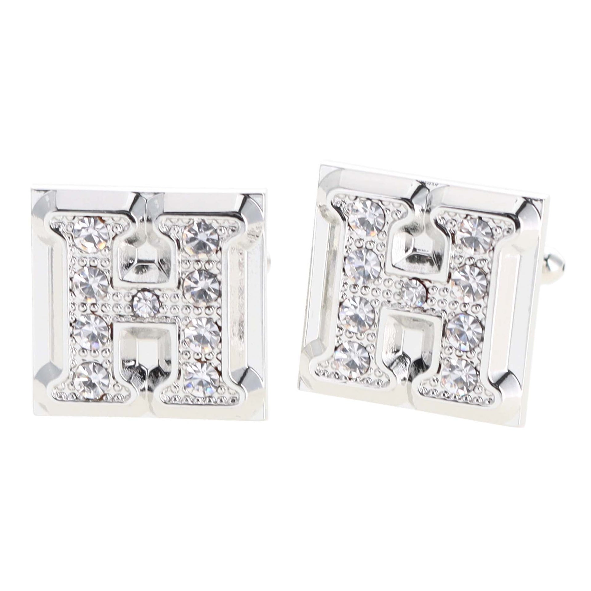 Rhinestone Initial Cufflinks in a Gift Box (A to Z) by Vittorio Vico (ini2044 - HS) for Independent Retail Stores by Dubal Brothers