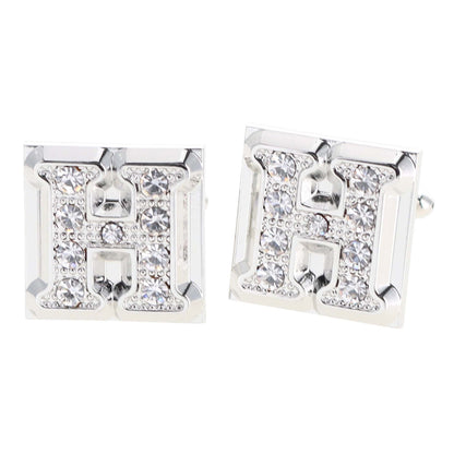 Rhinestone Initial Cufflinks in a Gift Box (A to Z) by Vittorio Vico (ini2044 - HS) for Independent Retail Stores by Dubal Brothers