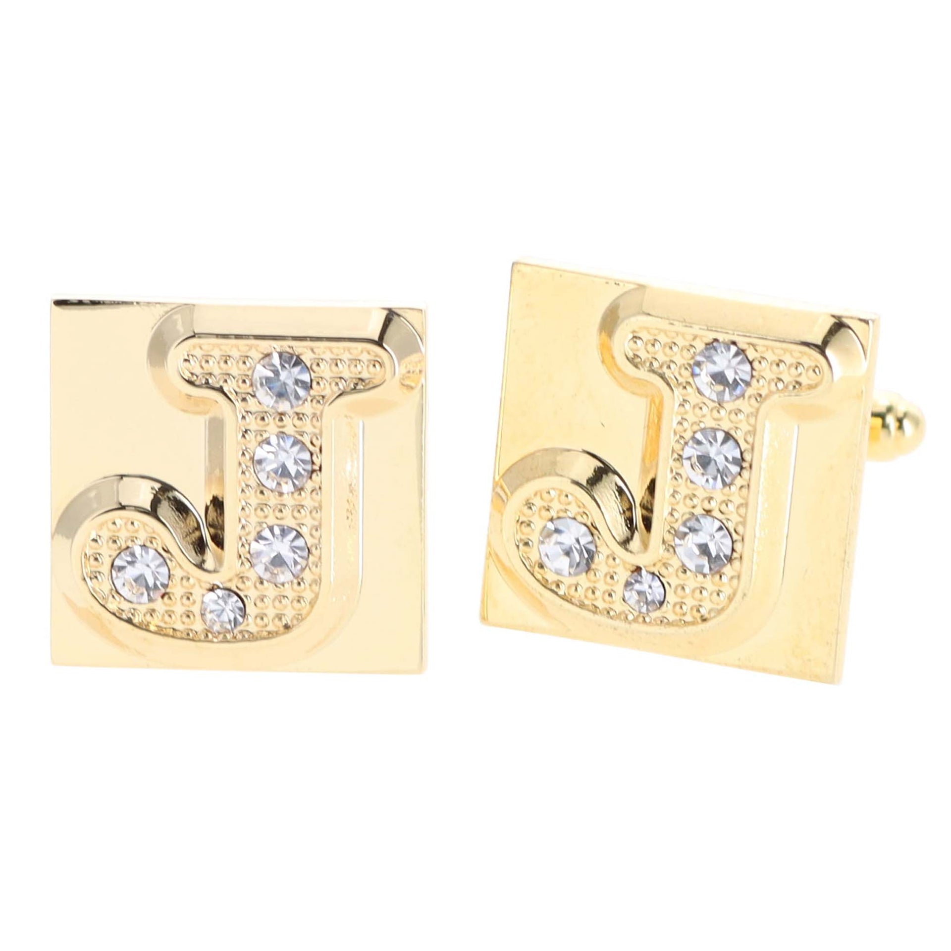 Rhinestone Initial Cufflinks in a Gift Box (A to Z) by Vittorio Vico (ini2044 - JG) for Independent Retail Stores by Dubal Brothers