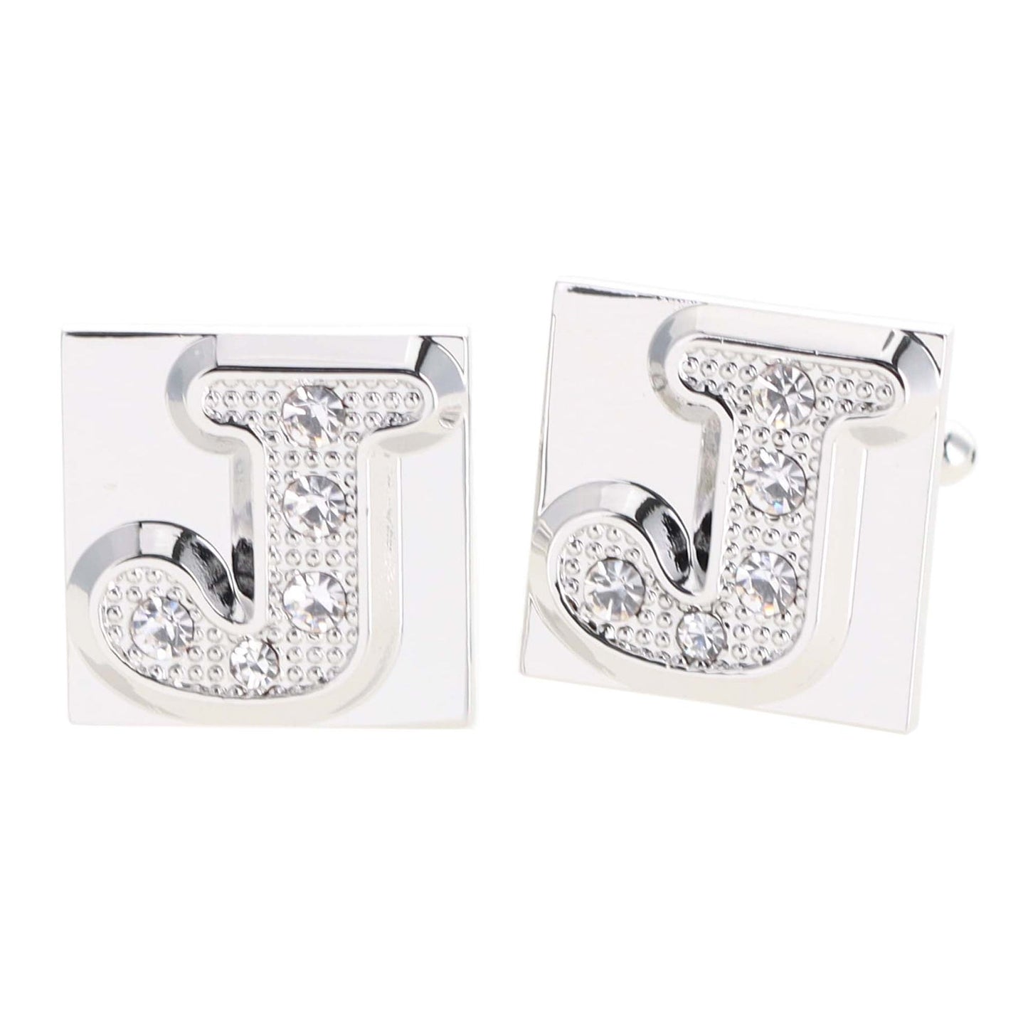 Rhinestone Initial Cufflinks in a Gift Box (A to Z) by Vittorio Vico (ini2044 - JS) for Independent Retail Stores by Dubal Brothers