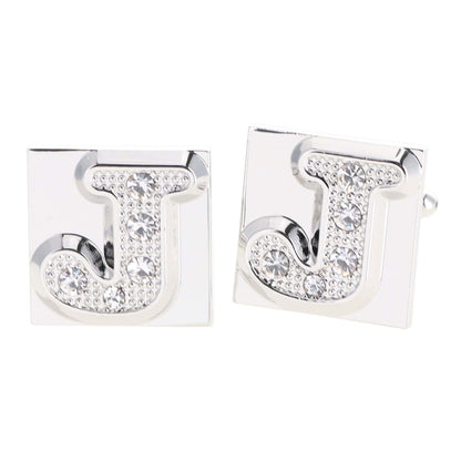 Rhinestone Initial Cufflinks in a Gift Box (A to Z) by Vittorio Vico (ini2044 - JS) for Independent Retail Stores by Dubal Brothers