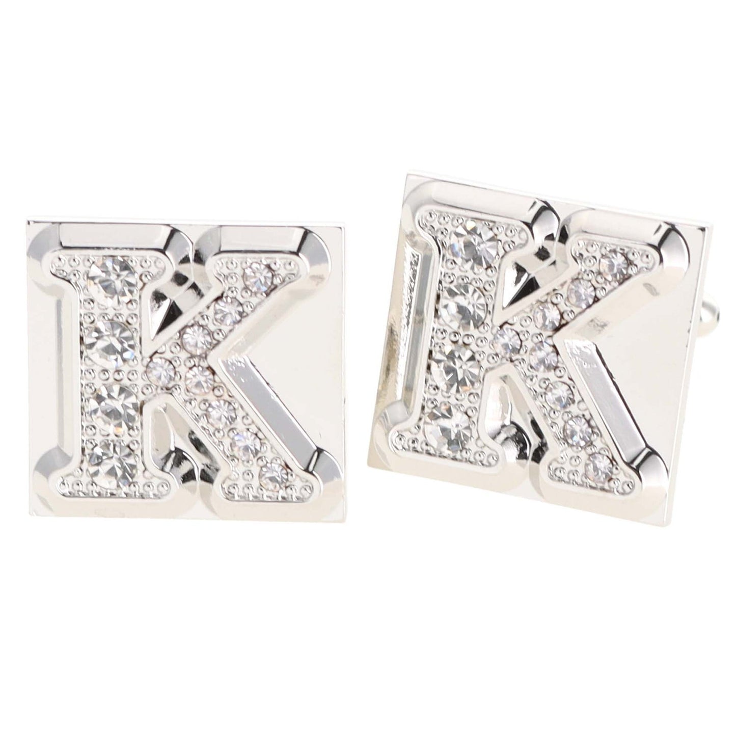 Rhinestone Initial Cufflinks in a Gift Box (A to Z) by Vittorio Vico (ini2044 - KS) for Independent Retail Stores by Dubal Brothers