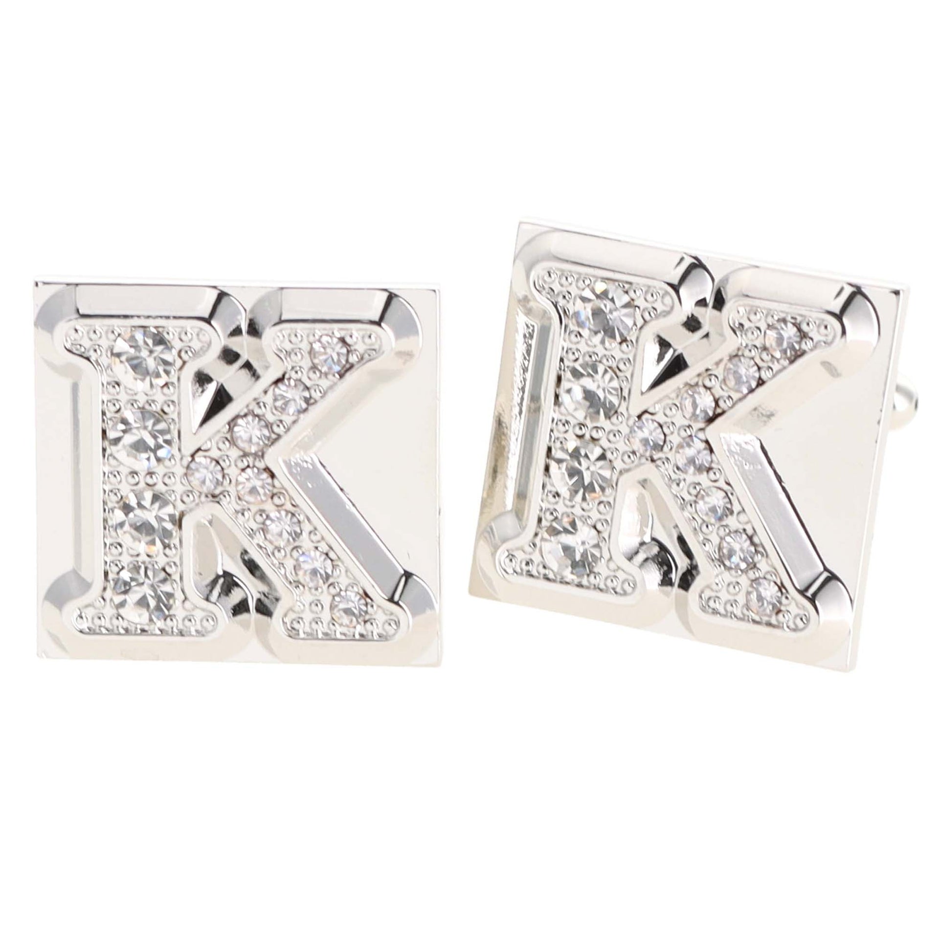Rhinestone Initial Cufflinks in a Gift Box (A to Z) by Vittorio Vico (ini2044 - KS) for Independent Retail Stores by Dubal Brothers