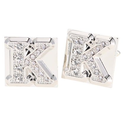 Rhinestone Initial Cufflinks in a Gift Box (A to Z) by Vittorio Vico (ini2044 - KS) for Independent Retail Stores by Dubal Brothers