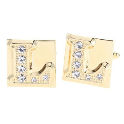 Rhinestone Initial Cufflinks in a Gift Box (A to Z) by Vittorio Vico (ini2044 - LG) for Independent Retail Stores by Dubal Brothers