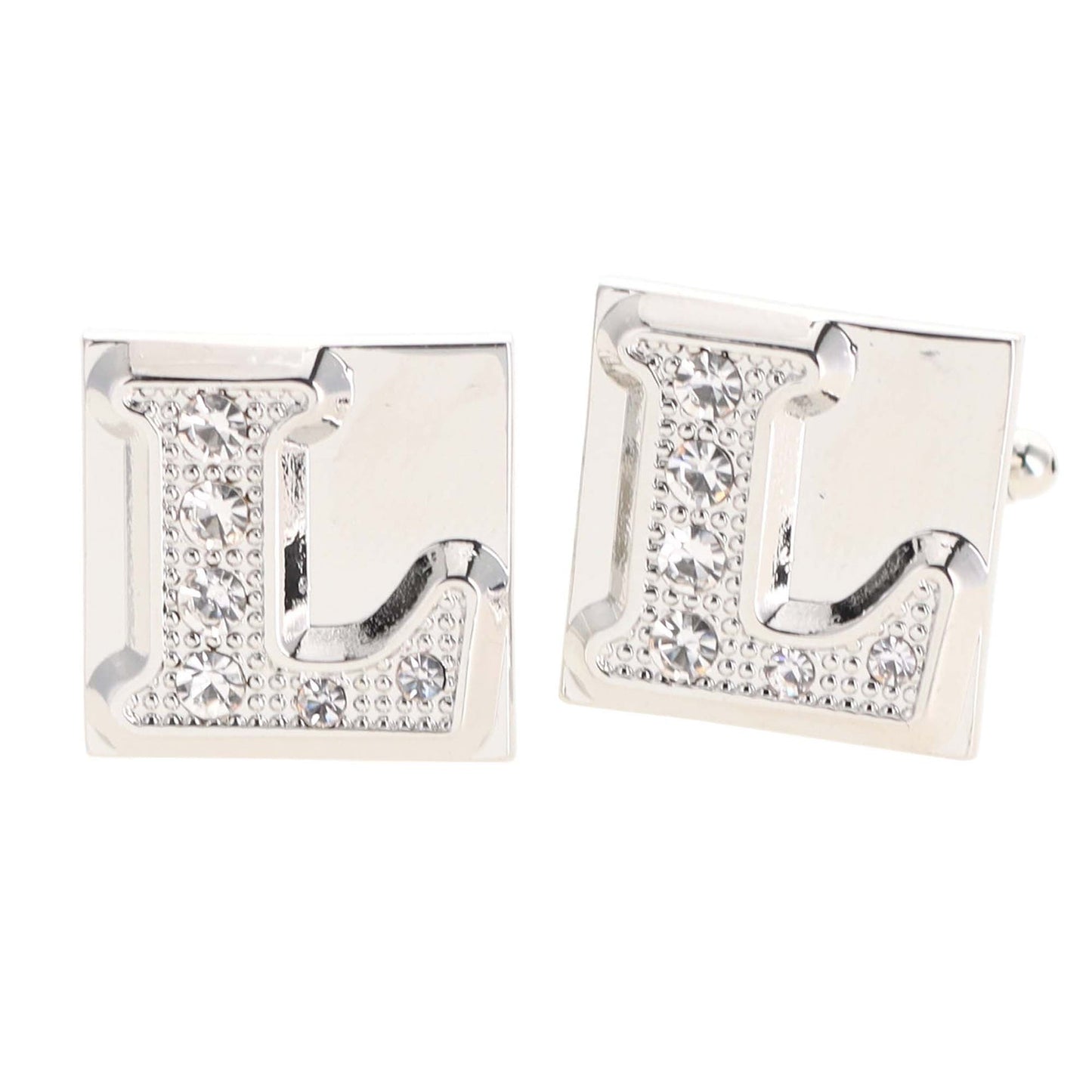 Rhinestone Initial Cufflinks in a Gift Box (A to Z) by Vittorio Vico (ini2044 - LS) for Independent Retail Stores by Dubal Brothers