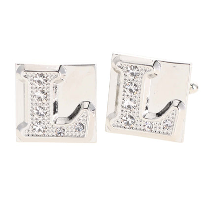 Rhinestone Initial Cufflinks in a Gift Box (A to Z) by Vittorio Vico (ini2044 - LS) for Independent Retail Stores by Dubal Brothers
