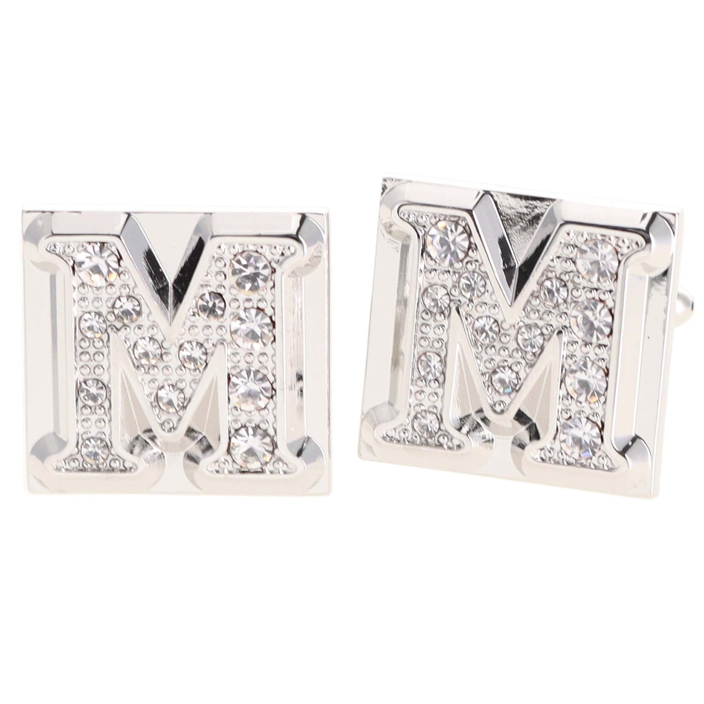 Rhinestone Initial Cufflinks in a Gift Box (A to Z) by Vittorio Vico (ini2044 - MS) for Independent Retail Stores by Dubal Brothers