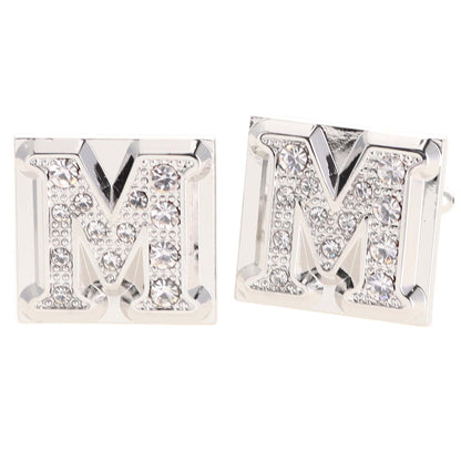Rhinestone Initial Cufflinks in a Gift Box (A to Z) by Vittorio Vico (ini2044 - MS) for Independent Retail Stores by Dubal Brothers