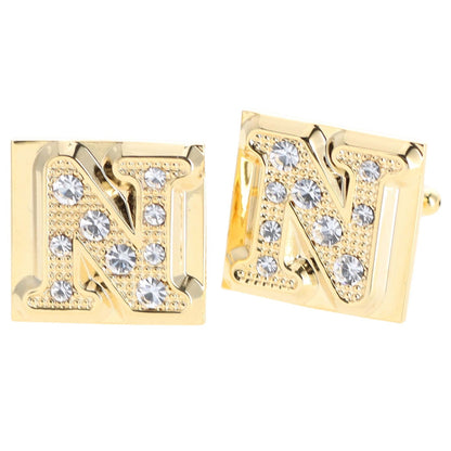 Rhinestone Initial Cufflinks in a Gift Box (A to Z) by Vittorio Vico (ini2044 - NG) for Independent Retail Stores by Dubal Brothers