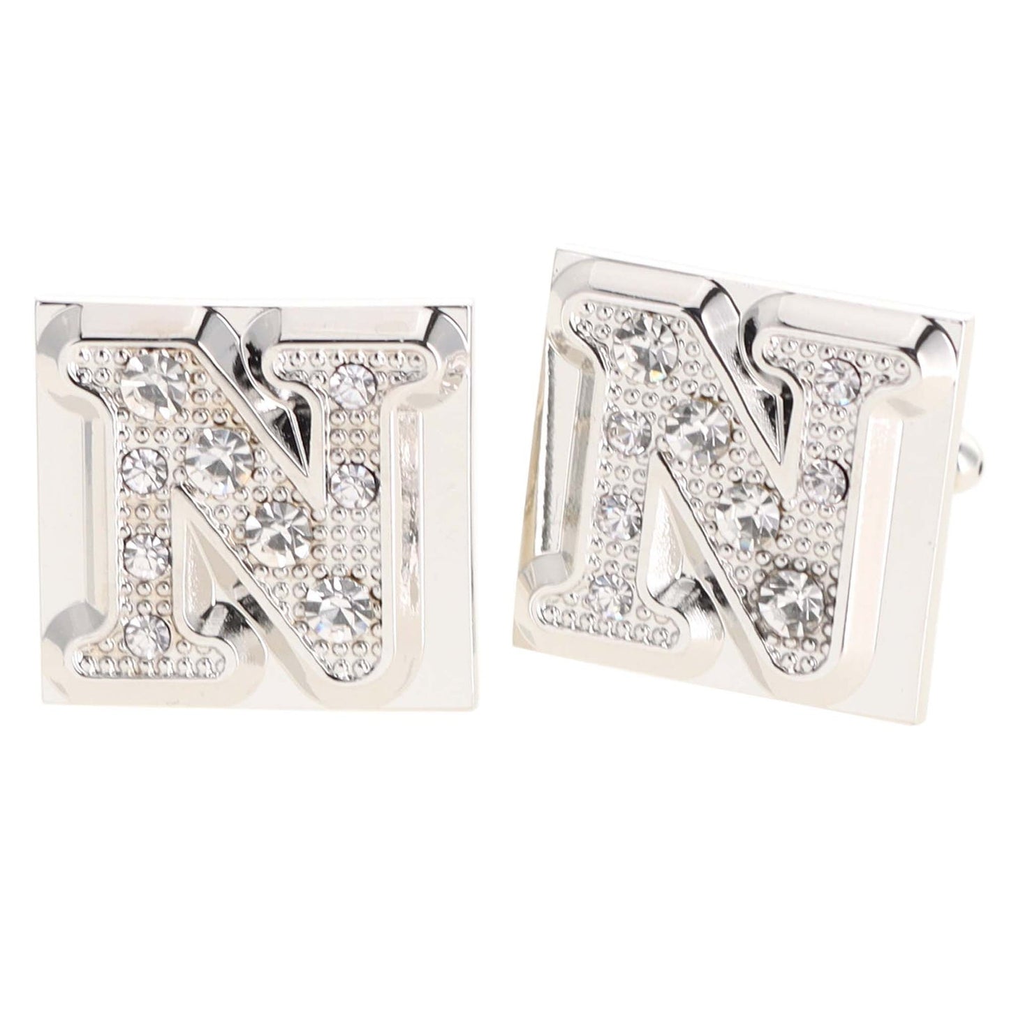 Rhinestone Initial Cufflinks in a Gift Box (A to Z) by Vittorio Vico (ini2044 - NS) for Independent Retail Stores by Dubal Brothers