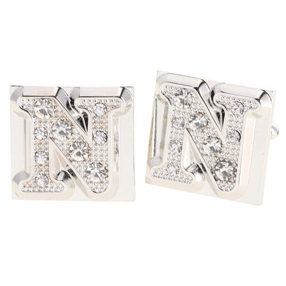 Rhinestone Initial Cufflinks in a Gift Box (A to Z) by Vittorio Vico (ini2044 - NS) for Independent Retail Stores by Dubal Brothers