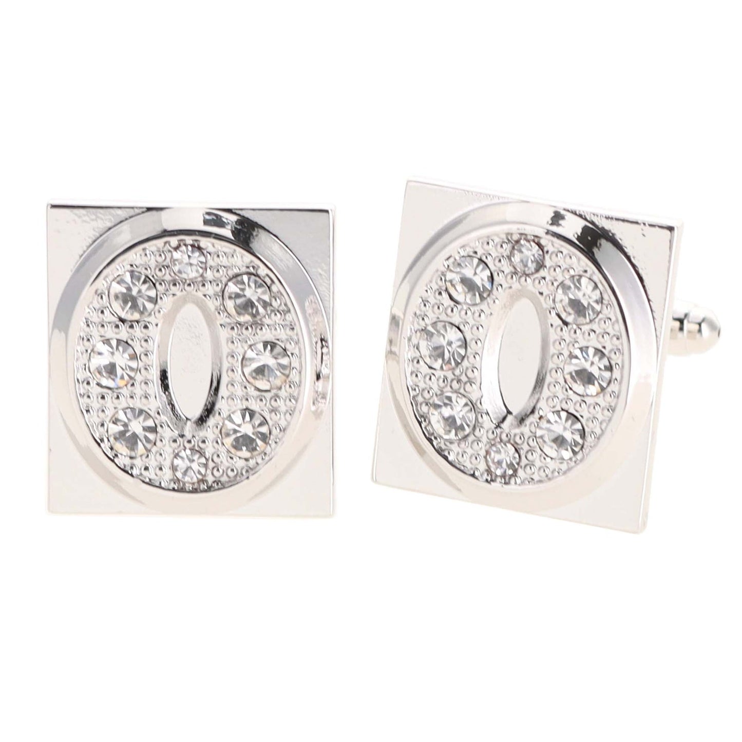Rhinestone Initial Cufflinks in a Gift Box (A to Z) by Vittorio Vico (ini2044 - OS) for Independent Retail Stores by Dubal Brothers