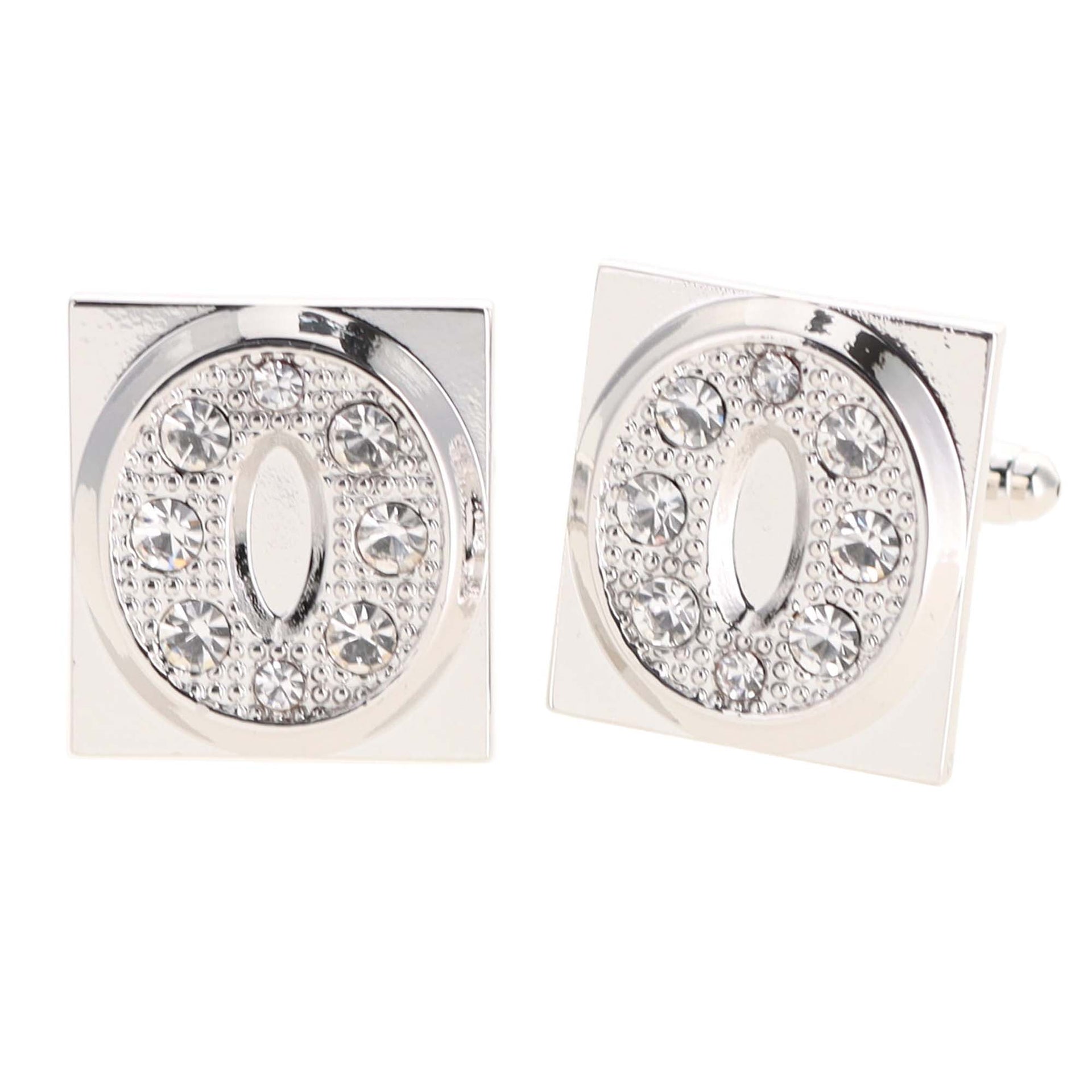 Rhinestone Initial Cufflinks in a Gift Box (A to Z) by Vittorio Vico (ini2044 - OS) for Independent Retail Stores by Dubal Brothers