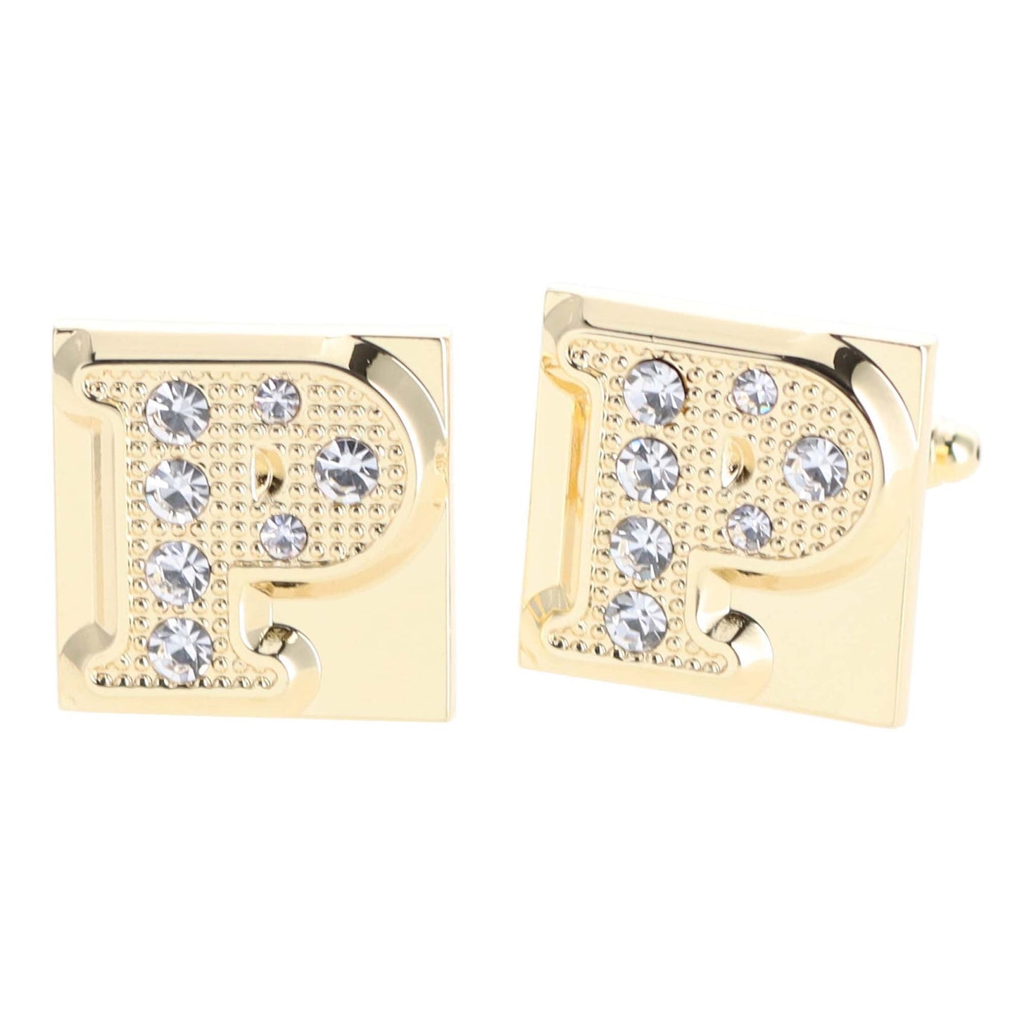 Rhinestone Initial Cufflinks in a Gift Box (A to Z) by Vittorio Vico (ini2044 - PG) for Independent Retail Stores by Dubal Brothers