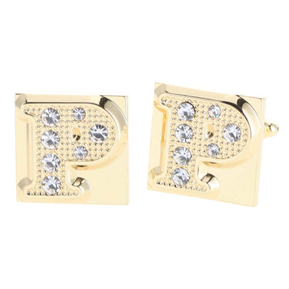 Rhinestone Initial Cufflinks in a Gift Box (A to Z) by Vittorio Vico (ini2044 - PG) for Independent Retail Stores by Dubal Brothers
