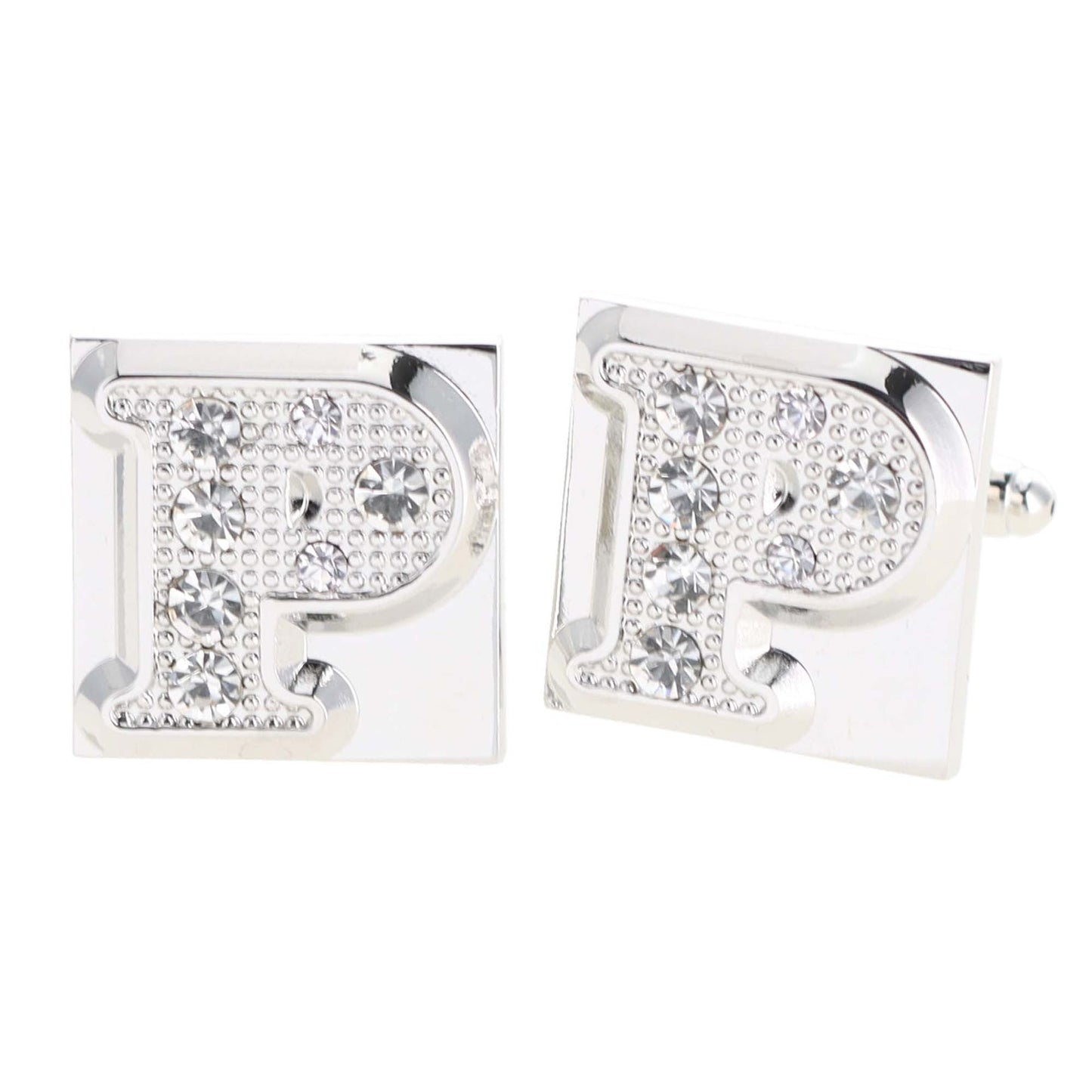 Rhinestone Initial Cufflinks in a Gift Box (A to Z) by Vittorio Vico (ini2044 - PS) for Independent Retail Stores by Dubal Brothers
