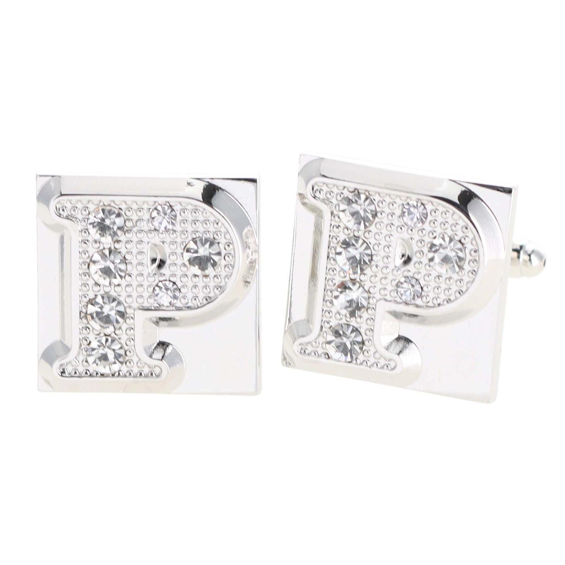 Rhinestone Initial Cufflinks in a Gift Box (A to Z) by Vittorio Vico (ini2044 - PS) for Independent Retail Stores by Dubal Brothers