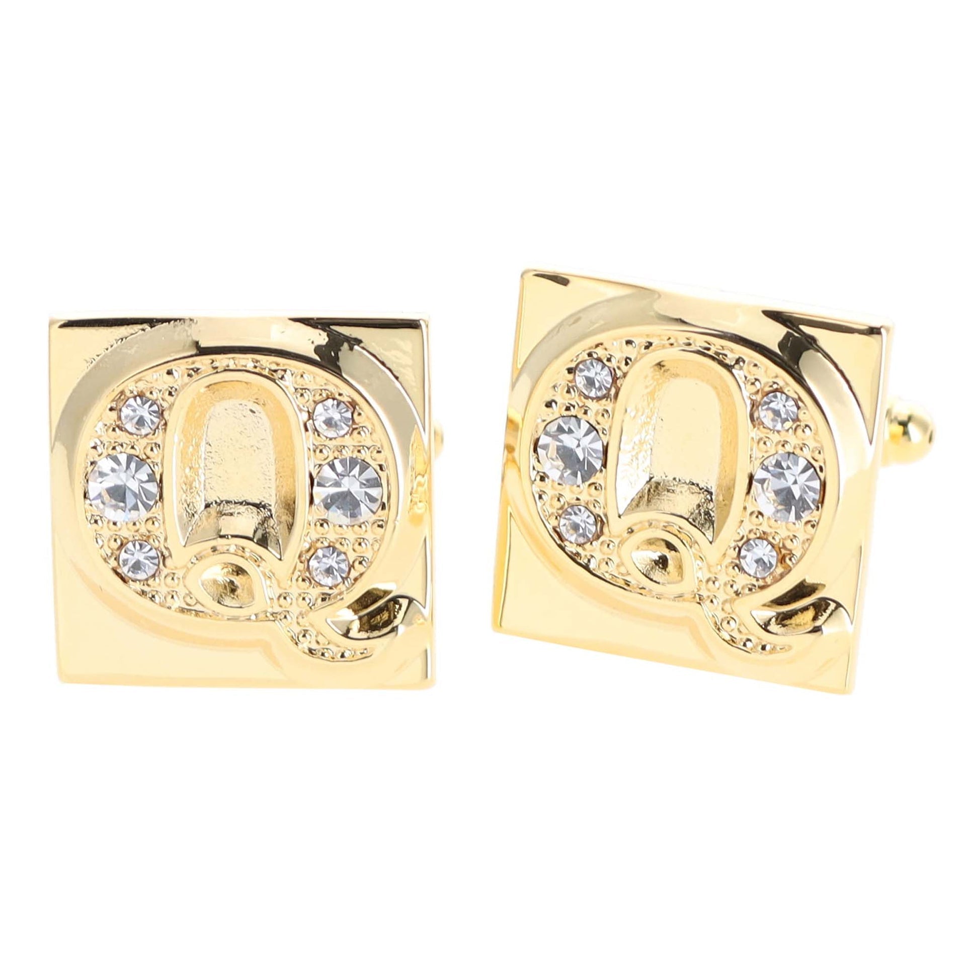 Rhinestone Initial Cufflinks in a Gift Box (A to Z) by Vittorio Vico (ini2044 - QG) for Independent Retail Stores by Dubal Brothers