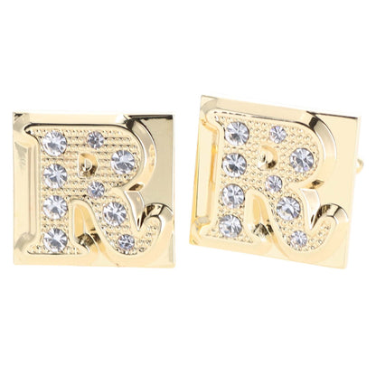 Rhinestone Initial Cufflinks in a Gift Box (A to Z) by Vittorio Vico (ini2044 - RG) for Independent Retail Stores by Dubal Brothers
