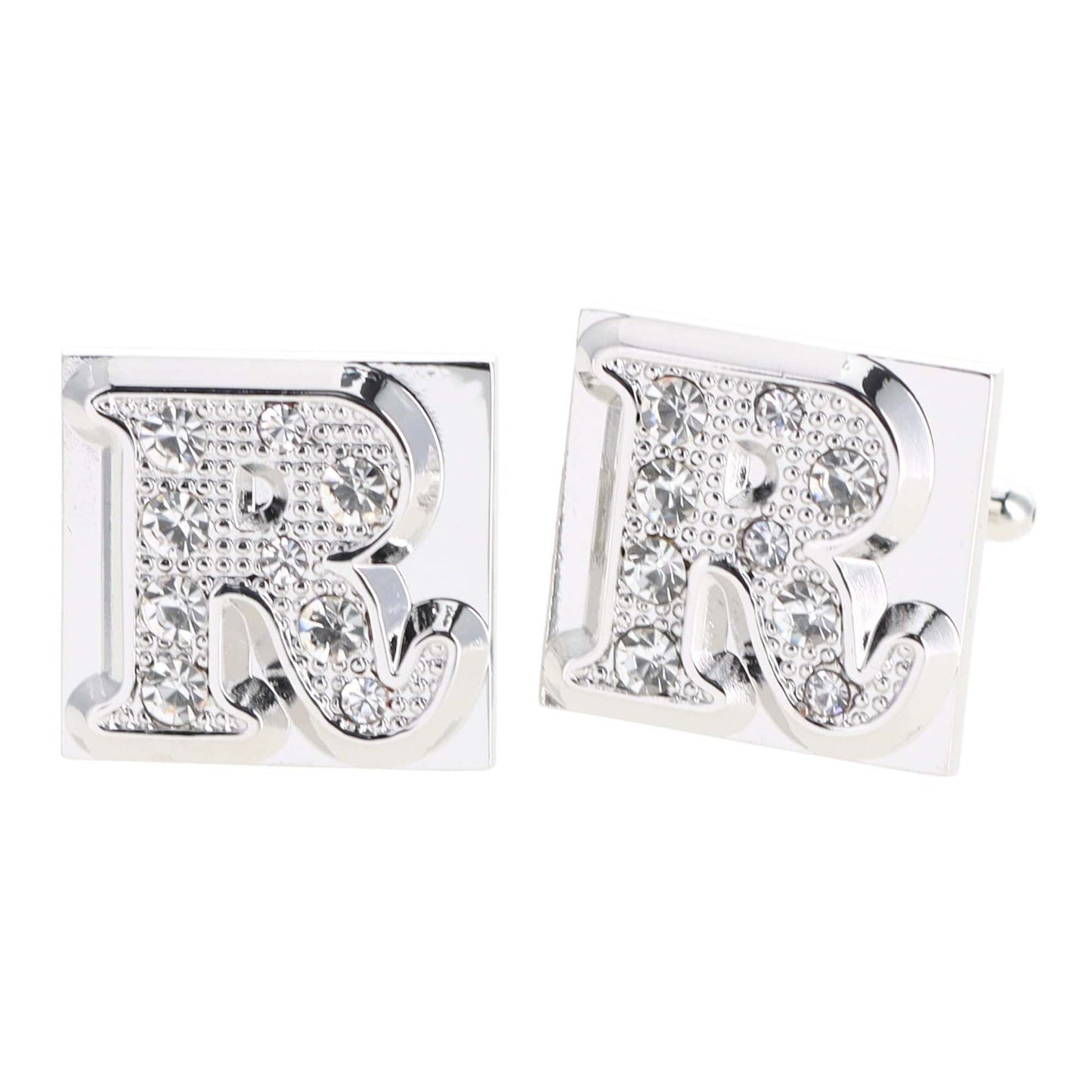 Rhinestone Initial Cufflinks in a Gift Box (A to Z) by Vittorio Vico (ini2044 - RS) for Independent Retail Stores by Dubal Brothers