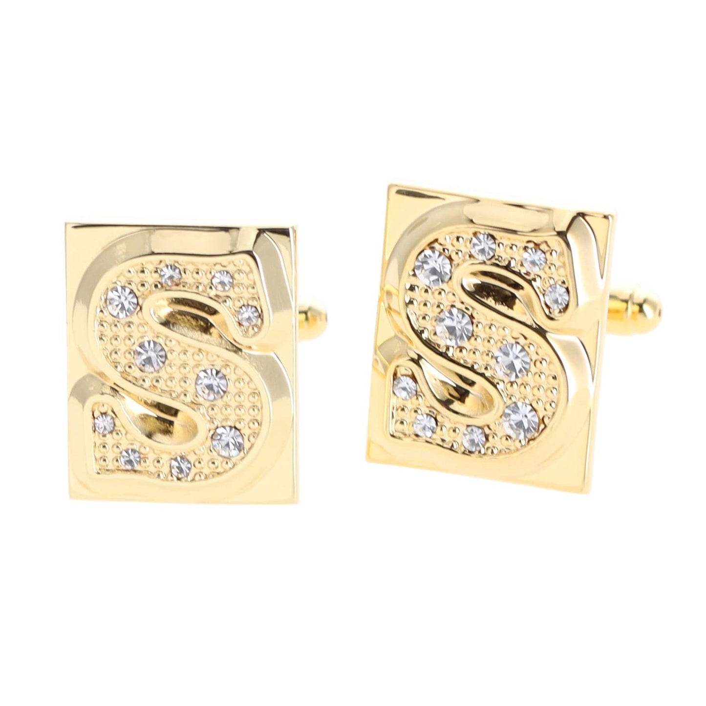 Rhinestone Initial Cufflinks in a Gift Box (A to Z) by Vittorio Vico (ini2044 - SG) for Independent Retail Stores by Dubal Brothers